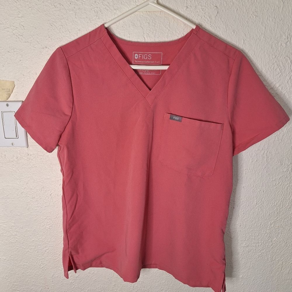 Figs Catarina One Pocket Scrub Top Pink S/P